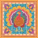 10PCS 12x12 Inch Colorful Thanksgiving Turkey with Candy Corn Floor Tiles Peel and Stick Removable Self Adhesive DIY Vinyl Flooring Stickers for Kitchen Bathroom Living Room Home Decor