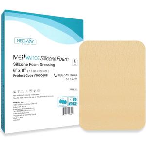 MedVance TM Silicone - Silicone Adhesive Foam Absorbent Dressing, 6"x8", Box of 5 dressings