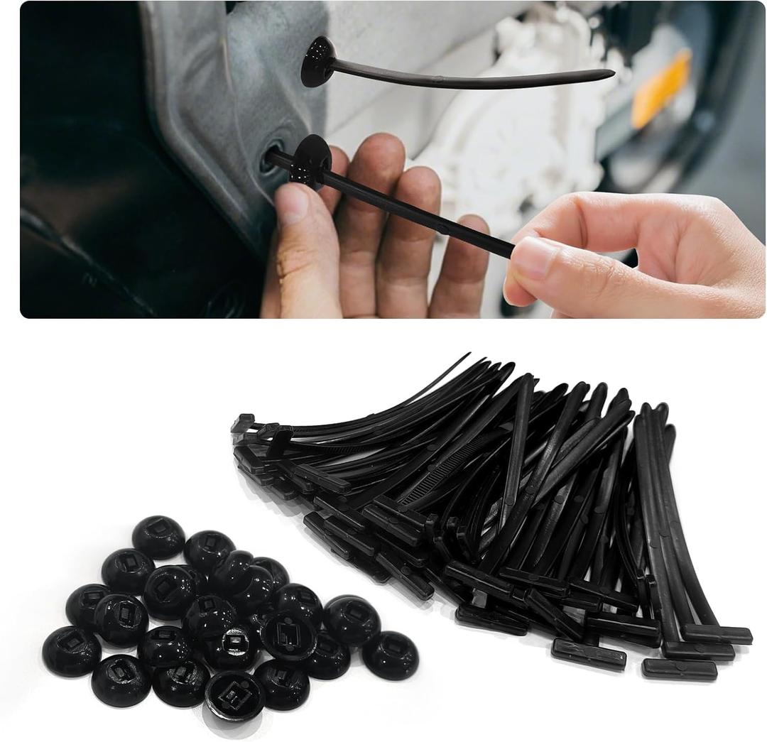 2 x 200PCS Nylon Universal Cable Tie Buckle Set  Automotive Zipper Clips and Zip Ties for Car Accessories, Heavy Duty Panel Fasteners with Pin & Button Design for Bumper, Door, Trim, Interior Repair