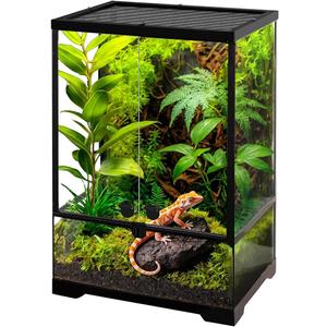 10 Gallon Professional Glass Terrarium 12"x12"x18" Durable Reptile Habitat Tank with Heat Resistant Aluminum Alloy Frame, Dual Front Swinging Doors for no Jam by Sand and Other Debris