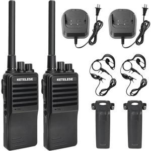 KETELESE KP01 Professional/Business Walkie Talkies, Programmable Walkie Talkies with Earpiece, Rechargeable, TwoWay Radio Set, for Camping Hiking Skiing(2 Pack), Black