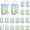 W WINTMING 24 Pcs Holographic Gift Bags with Handles Stunning Reusable Holographic Iridescent Party Favor Bags Welcome Bags for Birthday Holiday Wedding Christmas (8'' Medium Size) (24 Count (Pack of 1))