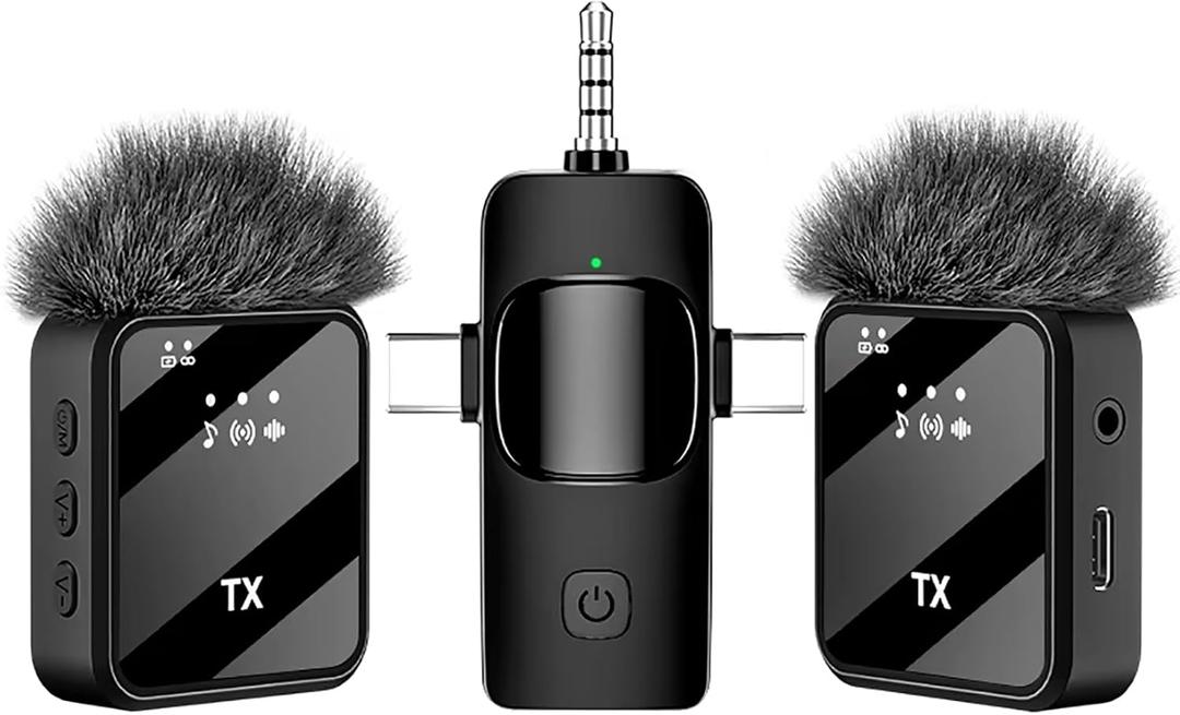 3-in-1 Mini Wireless Lavalier Microphone for iPhone, Android & Camera - Ideal for Vlogging, Content Creation & Video Recording with AI Noise Reduction, 328ft Range & 20H Battery Life