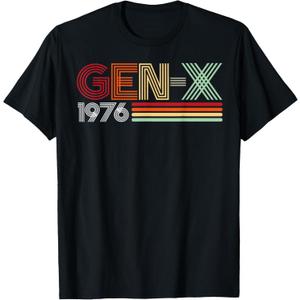 Gen X 1976 Retro Generation Xer Vintage Text Style T-Shirt, Large