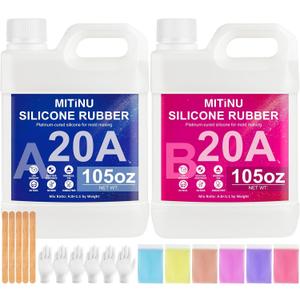 Silicone Mold Making Kit - 20A Liquid Silicone Rubber (1:1 Mix), Non-Toxic & Bubble Free Platinum Cure Silicone for Making Molds for Resin, Soap, Concrete, Craft Molds - 210oz Total