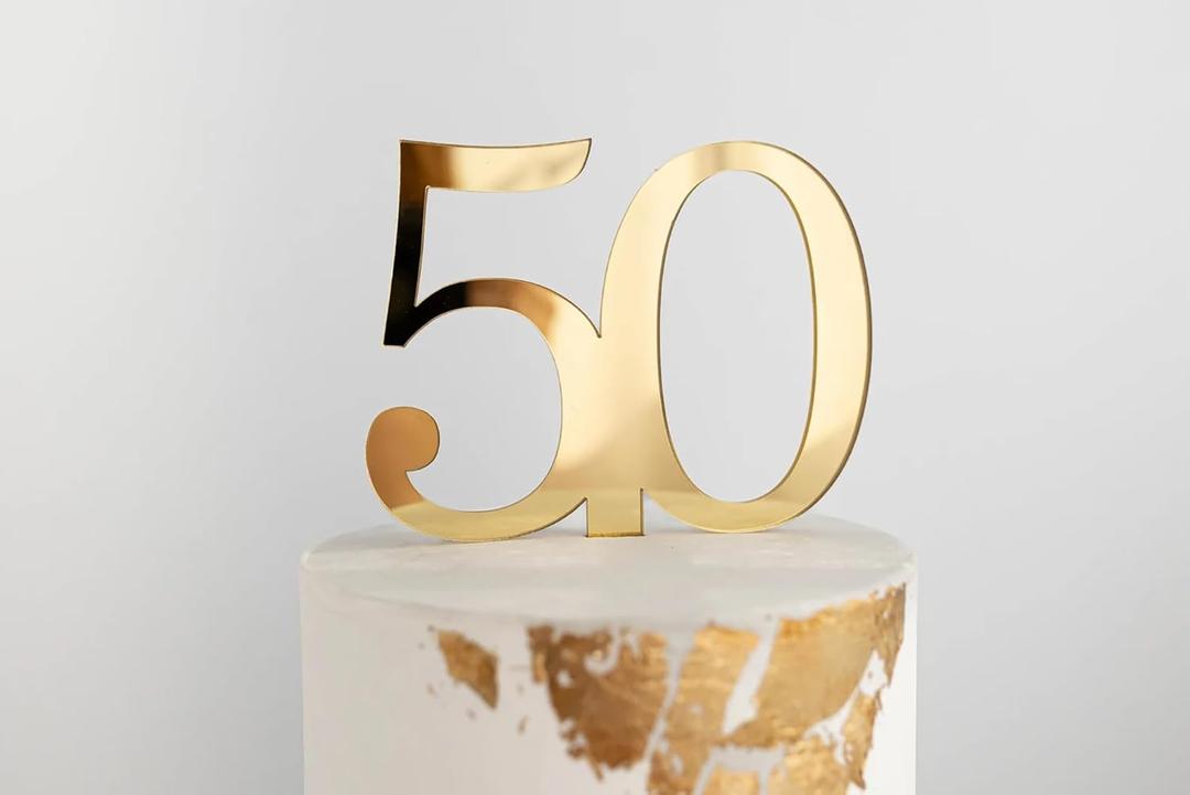 Acrylic Fifty Cake Topper,50th Birthday Cake Toppers, 50th Anniversary Party Decorations Supplies