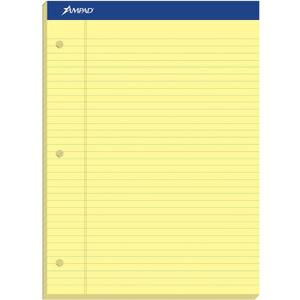 Ampad Evidence Dual Ruled Pad, Legal Ruling, Size 8.5 x 11.75 Inches, Canary Paper, 100 Sheets Per Pad (20-243)