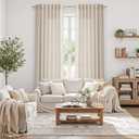 Nanspring Boho Curtains 90 Inches Long for Living Room Linen Light Filtering Semi Sheer Curtain Back Tab and Rod Pocket Eclectic Home Decor Elegant Modern Drapes for Bedroom Office 52x90, 2 Panels