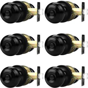 Probrico Black Door Knobs for Bedroom Bathroom, Interior Door Knob with Round Ball, Matte Black Privacy Door Knob, 6 Pack