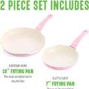 GreenLife Non Stick Fry Pan Set (7" & 10"), Non-Toxic PFAS-Free Ceramic Skillets, Dishwasher & Oven Safe, Egg Omelet Frying Pans, Stay- Cool Handles, Kitchen Home Cooking Essentials, Pink