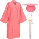 Unisex Matte Graduation Cap and Gown Tassel Package for High School and Bachelor (Pink)
