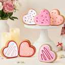 Valentines Day Decor, 6pcs Sweet Candy Heart Cookies Resin Valentines Table Signs, Love Blocks Valentines Galentines Decorations Indoor for Home Desk Tiered Tray Mantel Farmhouse Gifts Party Supplies