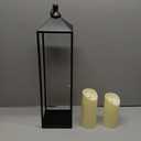 Modern Farmhouse Lanterns Decorative Indoor & Outdoor, 17" 13" Set of 2 Black Vintage Lantern with Flameless Candles, Metal Halloween Lantern Decor for Room, Porch, Mantle, Patio, Home Decor