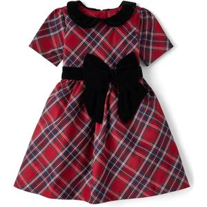 Gymboree Girls' and Toddler Holiday Dressy Dresses (Salsa Plaid, Size: 10)
