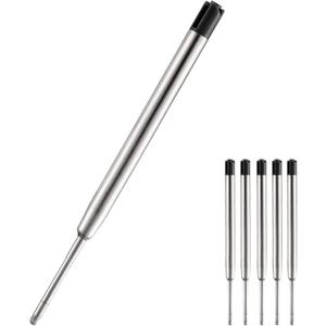 5 x HeTaoCat Black Ink Refill Pack of 5, Replaceable Ballpoint Pen Refills, Medium Point Metal Refil (Black)