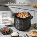 CARORI 6Qt Pressure Cooker, 9-in-1, 12 Presets IMD Touchscreen, Safe Vent, Multi-Mode: Slow Cook, Rice Cook, Steam,Dual Inner Pots (Stainless Steel & Non-Stick),1000W,Black
