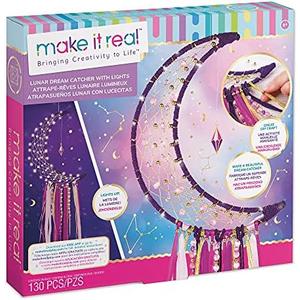 Make It Real Lunar DIY Dream Catcher Kit with Lights and Fairy Lights for Teen Room Wall Decor - Ages 8+