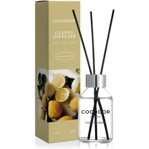 COCODOR Classic Reed Diffuser/Lemon Eucalyptus/3.4oz(100ml)/1 Pack/Fragrance Scent Essential Oil Stick Diffuser Set for Bedroom Bathroom Home Dcor