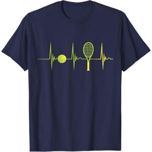 Tennis Heartbeat EKG Pulse Racket Sport Tennis Lover T-Shirt L