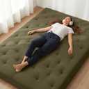 ZonLi Japanese Floor Futon Mattress King Size 76"x80"100% Cotton Cover 6'' Thicken Tatami Mattress,Foldable Sleeping Pad,Portable Dormitory Tatami Mat,Roll Up Floor Lounger Bed for Adult (Winter Moss)