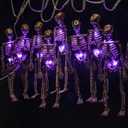 Hiboom Halloween Skeleton Skull Lighted Holiday Displays, 20 LEDs 8 Modes Waterproof Battery Operated Lighted Holiday Displays Spooky Decorations for Indoor Outdoor(Purple)