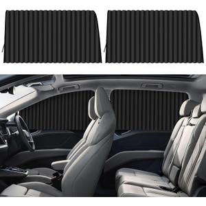 ZATOOTO Car Side Window Sun Shades - Privacy Magnetic Black 2 Pcs Covers Blinds Curtains - Auto Accessories Sunshades Keeps Cooler Screen for Baby Sleeping (Black Faux Silk Louvered Rear 2PCS)