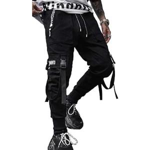Ambcol Men's Joggers Punk Cargo Baggy Techwear Hip Hop Harem Streetwear Tactical Track Pants, XS
