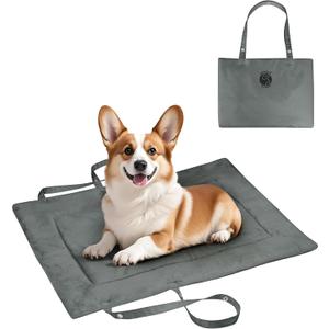 Kritter Planet Waterproof Foldable Dog Bed Pad for Camping & Travel, Portable Roll-Up Dog Bed Car Seat Pet Cushion Mat with Handles for Small & Medium Dogs, Indoor & Outdoor Use