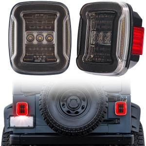 LED Tail Lights Compatible with Wrangler YJ 1987-1995, TJ 1997-2006, CJ5 1976-1983, CJ7 1976-1986, CJ8 1981-1985 Rear License Plate/Running/Brake/Turn Signal/Reverse Light Kit,2PCS Smoke Lens