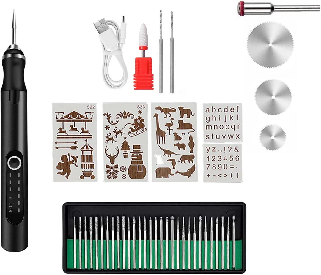 Professional Engraving Pen, Suitable for Metal, Wood, Glass and Plastic, Customizer Engraving Pen Made for DIYers and Gifters, Customized Engraving Pen Set(Black, Set C)