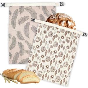 2 Pack Beeswax Bread Bags for Homemade Bread with Zipper, Large 13x17'' Reusable Beeswax Sourdough Bread Storage Bag, Keep Loaves Fresh Longer, Freezer Safe & Airtight, Natural, Zero Waste (Leaf)