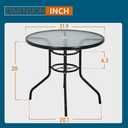 Outdoor Table Patio Table Dining Table with Tempered Glass Umbrella Hole for Lawn Balcony, Yard (Round)