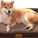Patas Lague Orthopedic Dog Bed Large Sized Dog 36''X24'', Waterproof L Bolster Medium Pet Sofa Beds with Removable Washable Cover, Soft Comfortable Pet Couch Crate Mat with Nonskid Bottom, Brown