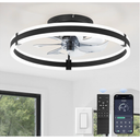 ZMISHIBO Ceiling Fans with Lights and Remote, 19.7'' Low Profile Ceiling Fan, 30006000K Dimmable Modern Flush Mount LED Fan Light, 6 Wind Speeds, Black Fandelier Ceiling Fans for Bedroom