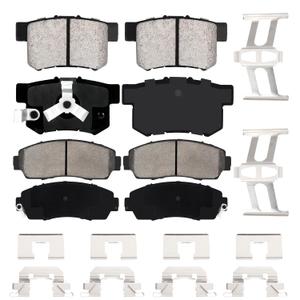 ABROML Front & Rear Premium Ceramic Disc Brake Pads Set Fit for Kia Soul 2.4L 2010-2013, for Hyundai Sonata 2008-2010, for for Hyundai Elantra 2010, 8PCS (With Hardware)