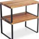 Cabinet Organizer Shelf Set of 2, Kitchen Counter Shelves,Acacia Wood Spice Rack for Countertop and Cabine Stackable and Expandable,Kitchen Organizer and Storage,Medium(Natual)