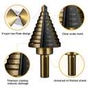 Step Drill Bits, 5PCS HSS Titanium Step Drill Bit Set, 50 Sizes High Speed Steel Step Bits for Metal with Aluminum Case