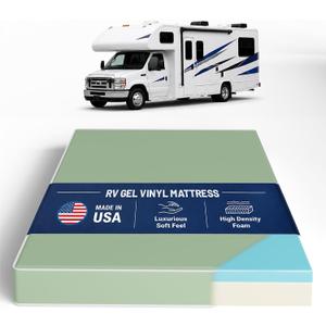 Greaton, 4-Inch Gel Memory Foam RV Mattress Replacement with Vinyl Cover, Medium Firm & Waterproof, Travel Camper Trailer Truck and Bunk, Pressure-Relief Support, Made in USA, 80" x 30"
