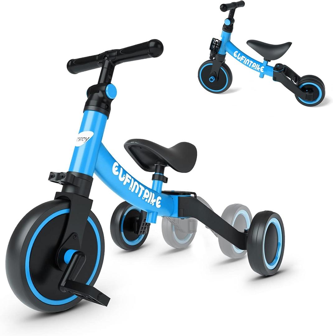besrey 5 in 1 Toddler Bike for 1 Year to 4 Years Old Kids, Toddler Tricycle Kids Trikes Tricycle, Toys for Boy & Girl, Balance Training, Removable Pedals (Blue)