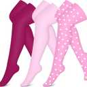 CHARMKING Compression Socks (3 Pairs) Knee High Compression Sock for Women & Men Stockings for Running, Cycling,Athletic (Large-X-Large, 13 Purple/Pink/Pink)