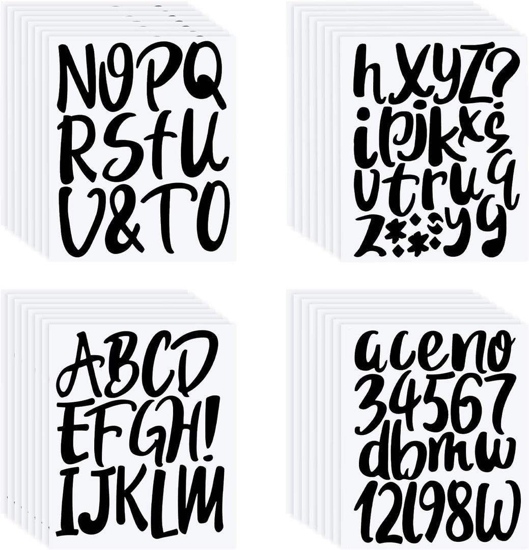 Outus 576 Pieces 8 Sheets Letters Stickers Self Adhesive Vinyl Letter for Graduation Cap Alphabet Number Stickers Mailbox Numbers Sticker, Decals for Classroom Decor Sign Door(Black,4 Inch)