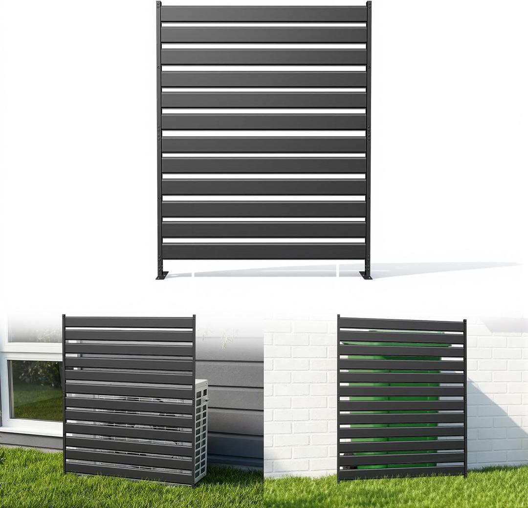 48" H x 38" W (1-Panels) Air Conditioner Fence Screen Trash Can Privacy Fence Panels, Suitable for Pools and Yards, no Digging RequiredBlack Privacy Panel