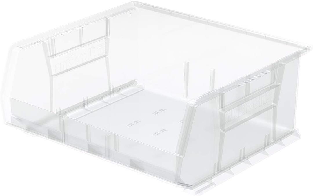 Akro-Mils 30250 AkroBins Plastic Storage Bin Hanging Stacking Containers, (15-Inch x 16-Inch x 7-Inch), Clear, (6-Pack)