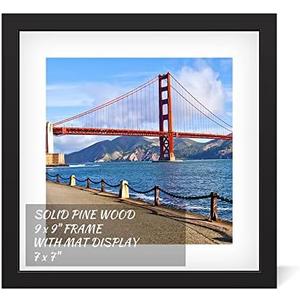 9x9 inch Wood Picture Frame for Wall Hanging or Tabletop Square Photo Frames with 1 Mats Display 7x7 inch for Baby Scan,Poster,Walls Decoration,Anniversary,Wedding,Christmas,Diamond Painting(Black)