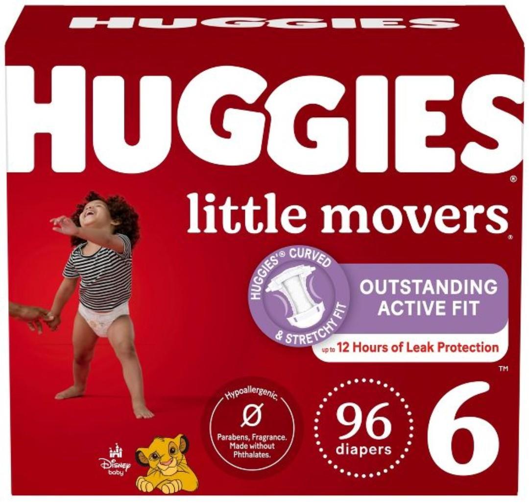 Huggies Little Movers Baby Disposable Diapers - Size 6, 96 Piese