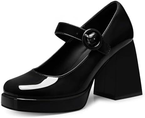 CELLENZ Women Mary Jane Shoes: Comfortable Closed Toe Chunky Heels, 2025 Trendy Dress Shoes Prom Formal Graduation Platform Pumps Wide, Size 9