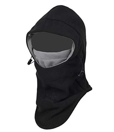 Purjoy Multipurpose Use Thermal Warm Fleece Balaclava Hood Police Swat Ski Bike Wind Stopper Full Face Mask Hats Neck Warmer Outdoor Winter Sports Snowboarding Cap (Black+Grey)