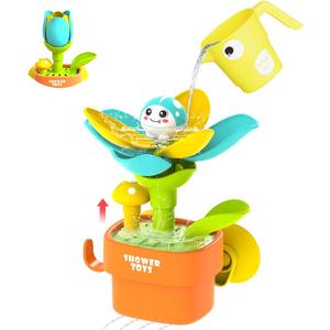 Bath Toys for Kids Ages 1-3: Flower Set with Watering Cup, Toddler Interactive Bath Toys with Strong Suction Cup, Attach to Any Tub or Shower Fun for Bath Time - Great for Boys, Girls Shower Gifts