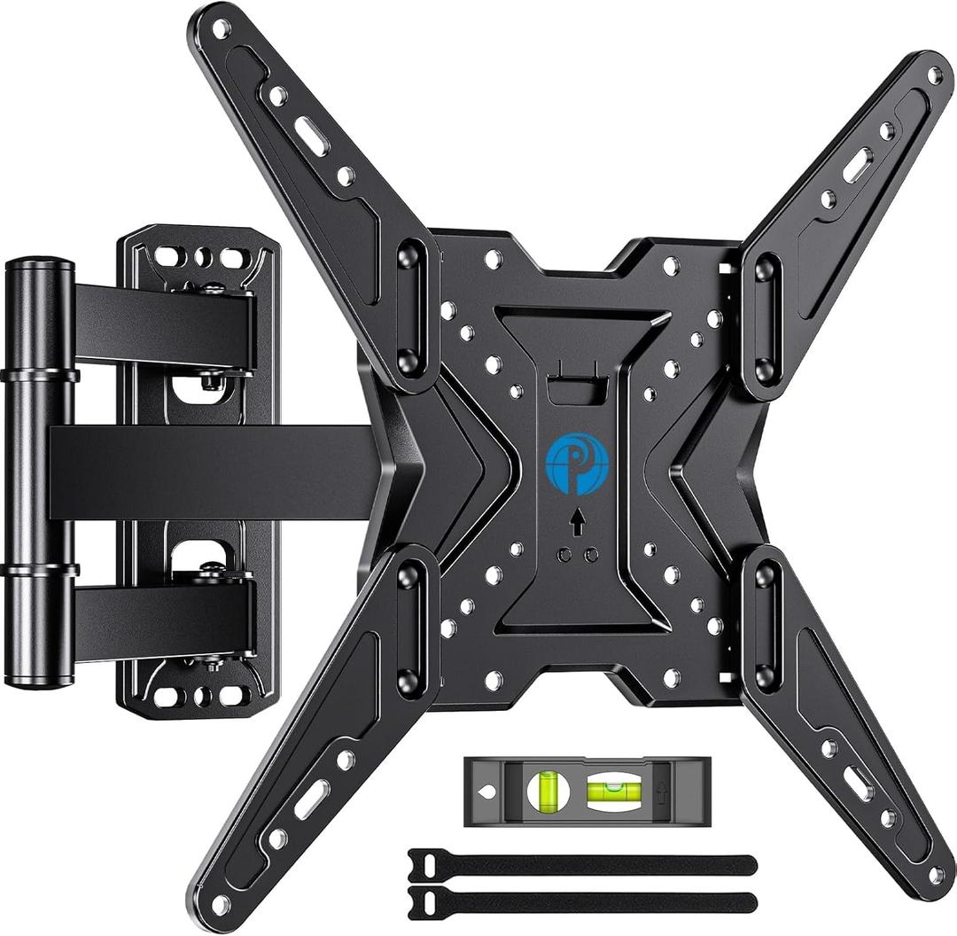 Pipishell Full Motion TV Wall Mount for Most 26-60 inch TVs, 55 inch Compatible, with Swivel, Tilt, Extension, Single Stud Articulating TV Mount Bracket, Holds up to 77 lbs, Max VESA 400x400mm, PIMF11