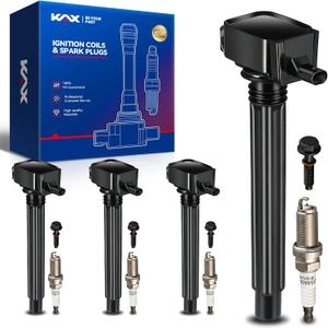 KAX UF751 Ignition Coil Pack and Iridium Spark Plugs Set of 4, Fit for Jeep Cherokee 20142020, Compass 20182020, Renegade 20152020, for Chrysler 200, Ram ProMaster City, Dodge Dart, Fiat 500X